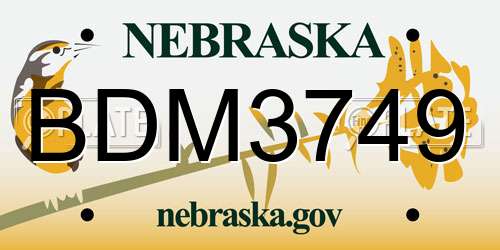 BDM3749 Nebraska License Plate
