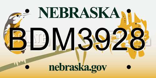 BDM3928 Nebraska License Plate