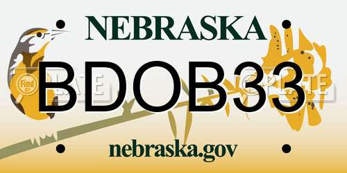 BDOB33 Nebraska License Plate