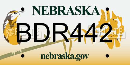 BDR442 Nebraska License Plate