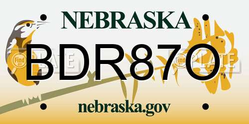 BDR87O Nebraska License Plate