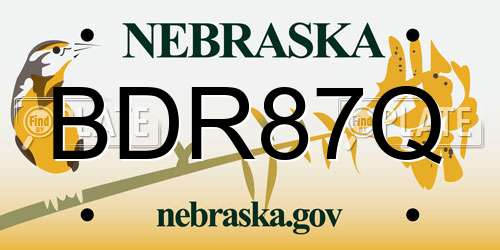 BDR87Q Nebraska License Plate