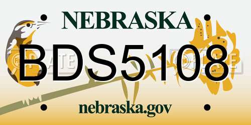 BDS5108 Nebraska License Plate