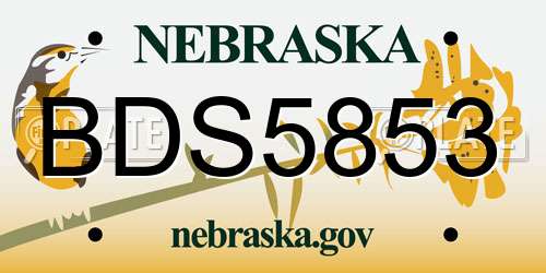 BDS5853 Nebraska License Plate