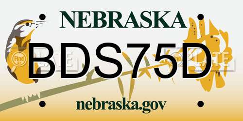 BDS75D Nebraska License Plate