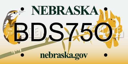 BDS75O Nebraska License Plate