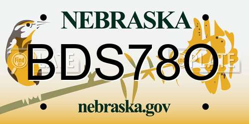 BDS78O Nebraska License Plate