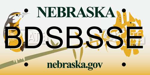 BDSBSSE Nebraska License Plate