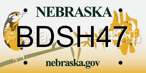 BDSH47 Nebraska License Plate