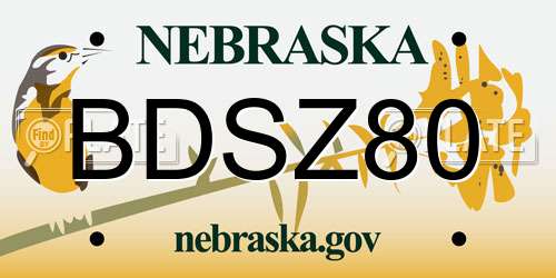 BDSZ80 Nebraska License Plate