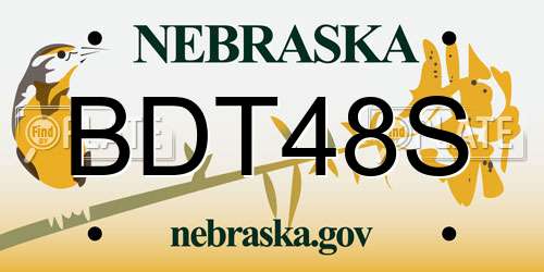 BDT48S Nebraska License Plate