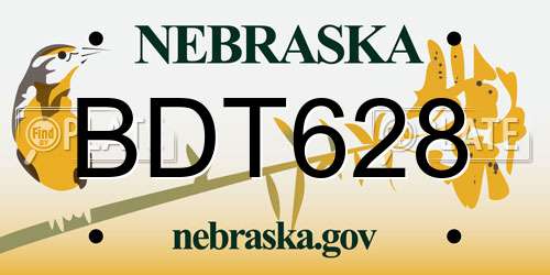 BDT628 Nebraska License Plate