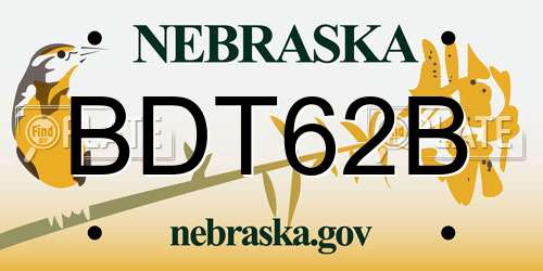 BDT62B Nebraska License Plate