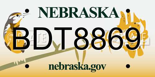 BDT8869 Nebraska License Plate