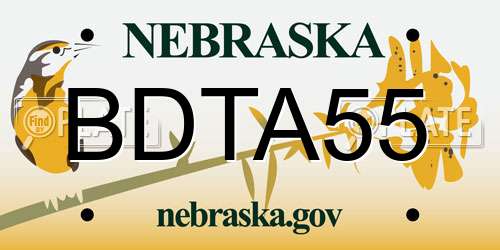 BDTA55 Nebraska License Plate