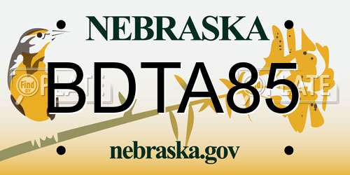 BDTA85 Nebraska License Plate