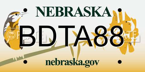 BDTA88 Nebraska License Plate