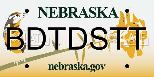 BDTDSTT Nebraska License Plate