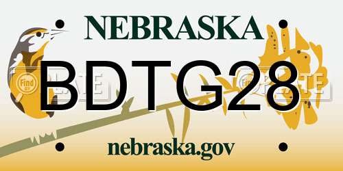 BDTG28 Nebraska License Plate