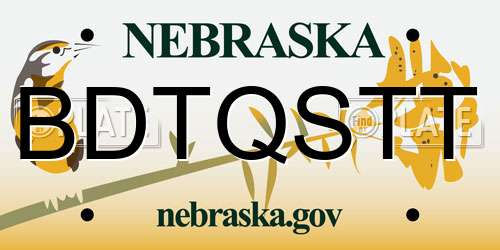 BDTQSTT Nebraska License Plate