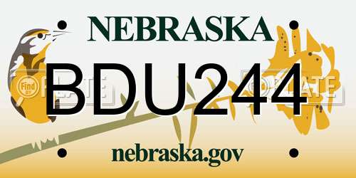 BDU244 Nebraska License Plate