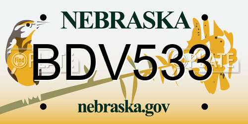 BDV533 Nebraska License Plate