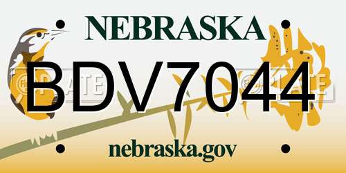 BDV7044 Nebraska License Plate