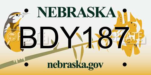 BDY187 Nebraska License Plate