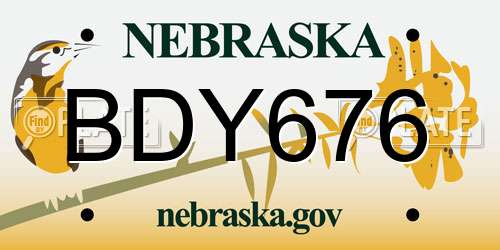 BDY676 Nebraska License Plate