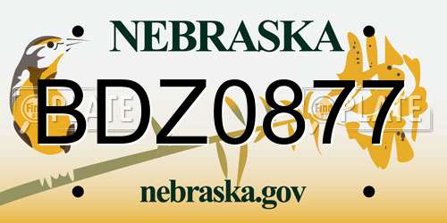 BDZ0877 Nebraska License Plate