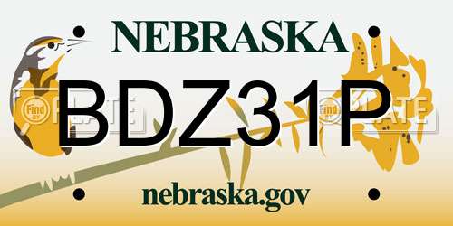 BDZ31P Nebraska License Plate