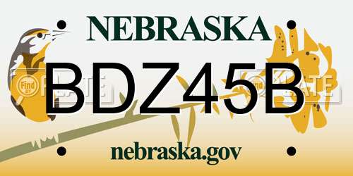 BDZ45B Nebraska License Plate