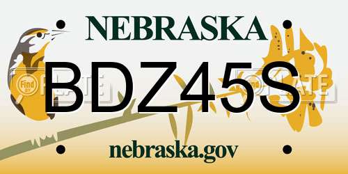 BDZ45S Nebraska License Plate