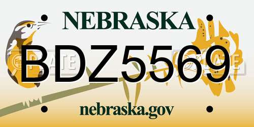 BDZ5569 Nebraska License Plate