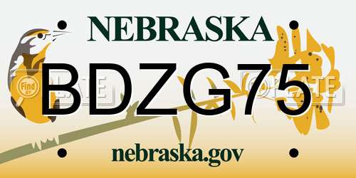 BDZG75 Nebraska License Plate