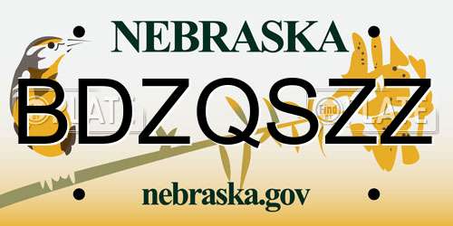 BDZQSZZ Nebraska License Plate