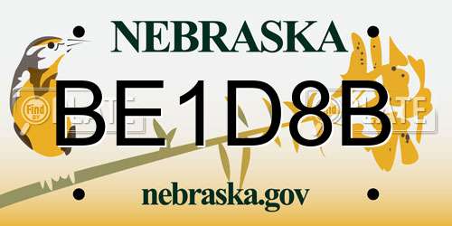 BE1D8B Nebraska License Plate