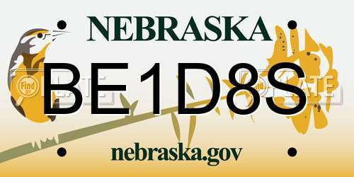 BE1D8S Nebraska License Plate