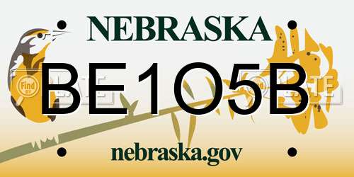 BE1O5B Nebraska License Plate