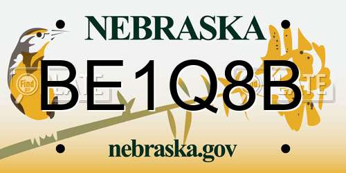 BE1Q8B Nebraska License Plate