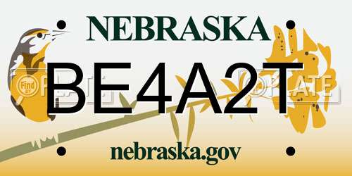 BE4A2T Nebraska License Plate