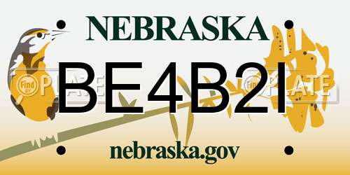 BE4B2I Nebraska License Plate