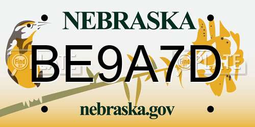BE9A7D Nebraska License Plate