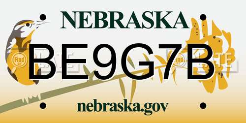 BE9G7B Nebraska License Plate