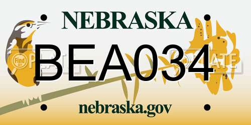 BEA034 Nebraska License Plate