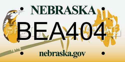 BEA404 Nebraska License Plate