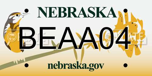 BEAA04 Nebraska License Plate