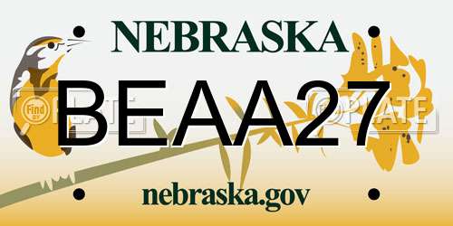 BEAA27 Nebraska License Plate