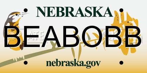 BEABOBB Nebraska License Plate
