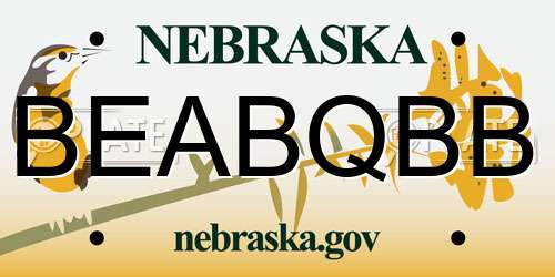 BEABQBB Nebraska License Plate